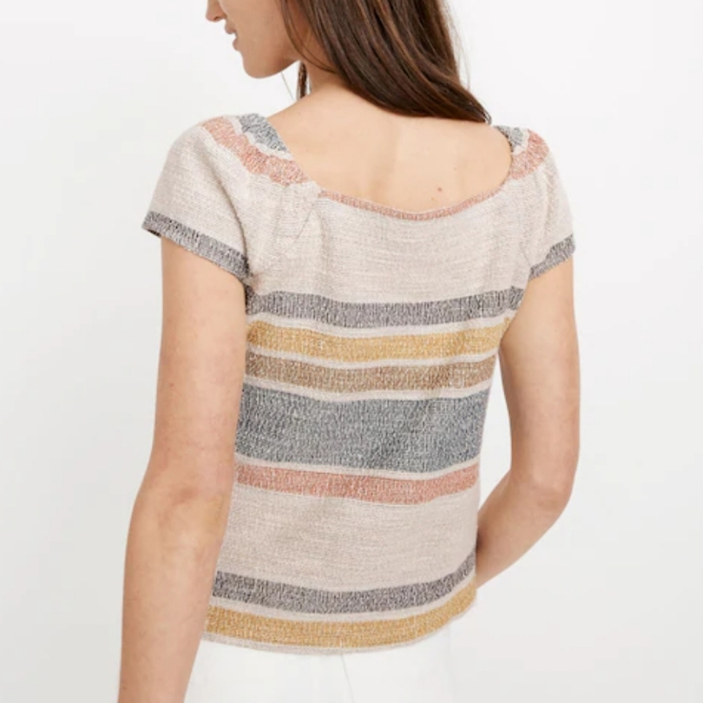 Madewell Texture & Thread Button Front Top In Stripe - Picture 2 of 14